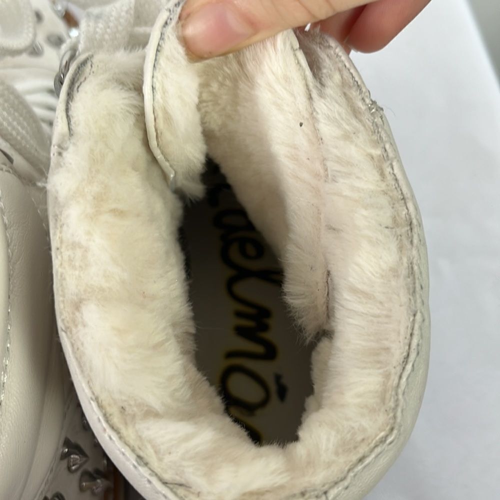 Sam Edleman Cream Studded Quilted Work Boots - Picture 6 of 8